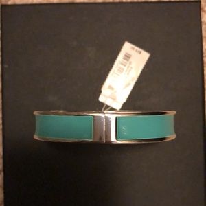 Teal enamel hinged bracelet